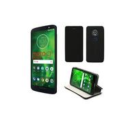 Motorola Moto G6 PLAY / Moto E5 4G : Etui noir Slim Cuir Style avec stand - Housse noire coque anti choc de protection smartphone pour (Lenovo) Moto