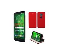 Motorola Moto G6 PLAY / Moto E5 4G : Etui rouge Slim Cuir Style avec stand - Housse noire coque anti choc de protection smartphone pour (Lenovo) Moto