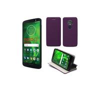 Motorola Moto G6 PLAY / Moto E5 4G : Etui violet Slim Cuir Style avec stand - Housse noire coque anti choc de protection smartphone pour (Lenovo)