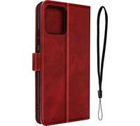 Motorola Moto G72 Housse à rabat avec porte-monnaie et dragonne - Rouge