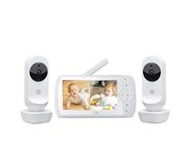 Motorola Nursery VM35-2 / Ease 35-2 Moniteur Bébé avec 2 Caméras - Visualisation sur Écran 5.0" - Partagé Vision Nocturne/Communication Bidirectionnelle/Berceuses/Zoom/Température Ambiante - Blanc