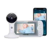 Motorola Nursery VM64-4.3 Babyphone vidéo WiFi avec caméra - application smartphone, support magnétique, longue portée, audio bidirectionnel, zoom numérique, température ambiante, berceuses, vision no