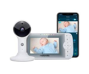 Motorola Nursery Vm64-4.3 Moniteur Vidéo Wifi Pour Bébé Avec Caméra - Application Pour Smartphone, Support Magnétique, Longue Portée, Audio Bidirectionnel, Zoom Numérique, Température Ambiante, Berceu
