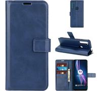 Motorola One Fusion+Coque Bleu Mince Coque Cuir Pu Housse Rabattable Portefeuille Protecion Cover Avec Porte Cartes Et Stand Pour Motorola One Fusion+/Moto One Fusion Plus 6.5