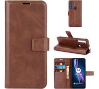 Motorola One Fusion+Coque Marron Mince Coque Cuir Pu Housse Rabattable Portefeuille Protecion Cover Avec Porte Cartes Et Stand Pour Motorola One Fusion+/Moto One Fusion Plus 6.5