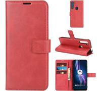 Motorola One Fusion+Coque Rouge Mince Coque Cuir Pu Housse Rabattable Portefeuille Protecion Cover Avec Porte Cartes Et Stand Pour Motorola One Fusion+/Moto One Fusion Plus 6.5