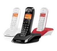 Motorola S1203 - Téléphone sans fil avec ID d'appelant - DECT\GAP - (conférence) à trois capacité d'appel - noir, blanc, blanc/cerise + 2 combinés supplémentaires Blanc G