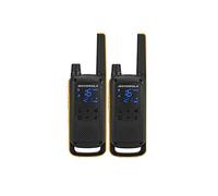 Motorola Talkabout T82 Extreme Twin Pack : Radio PMR 16 canaux, portée 10km, IPX4, NiMH, Micro-USB, Noir/Orange, 2 unités avec accessoires