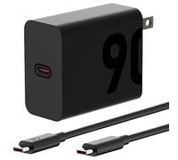 Motorola TurboPower Chargeur GaN 90 W avec câble USB-C vers USB-C 6,5 A pour ordinateurs portables Moto Edge 30 Ultra, haute puissance de type C