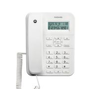Motorola Voice - Téléphone Filaire CT202, 10 Touches Mémoire, Haut-Parleur Mains Libres, Musique d'Attente, Identification de l'Appelant, Recomposition du Dernier Numéro - Blanc