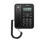 Motorola Voice - Téléphone Filaire CT202, 10 Touches Mémoire, Haut-Parleur Mains Libres, Musique d'Attente, Identification de l'Appelant, Recomposition du Dernier Numéro - Noir