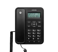 Motorola Voice - Téléphone Filaire CT202, 10 Touches Mémoire, Haut-Parleur Mains Libres, Musique d'Attente, Identification de l'Appelant, Recomposition du Dernier Numéro - Noir