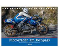 Motorräder am Jochpass (Tischkalender 2026 DIN A5 quer), CALVENDO Monatskalender: Motorradlegenden in Ihrem Element.