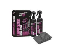 Motorrevive Pack Nettoyage de Casques de Moto 200 + 200 ml. Spray Nettoyant Intérieur + Extérieur et Visière + Chiffon en Microfibre. Hygiène Complète et Soin Professionnel pour Casque de Motocyclette