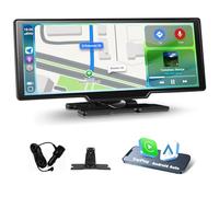 Motorsi 10,26 Pouces Ecran Carplay Voiture avec sans Fil Android Auto, Autoradio Portable Écran CarPlay Mirrorlink, Bluetooth, Navigation GPS, AUX, Transmetteur FM, Siri G00gle Assistant Vocal
