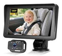 Motorsi Caméra bébé 7'' avec écran Tactile IPS - Babyphone sans Fil Android Auto, AirPlay, Android Cast, Bluetooth, GPS en Ligne, Vision Nocturne avec éclairage Infrarouge, Installation Facile, 7-32V