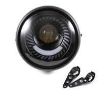 Motos Anti Brouillard Phare Avant LED Rétro Vintage Pour Cafe Racer, Bobber, Chopper Pour Cruiser, Avec Feux De Route Croisement Jour(With Bracket)