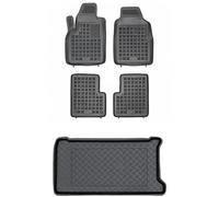 MOTOS Jeu de tapis de sol en caoutchouc et de tapis de coffre en plastique PE pour Fiat 500 depuis 2007 Améliorez votre confort de voyage avec le tapis antidérapant pour voiture - tapis de sol pour vo