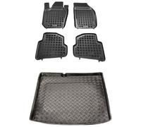 MOTOS Jeu de tapis de sol en caoutchouc et de tapis de coffre en plastique PE pour Skoda Fabia III 2014-2021 Améliorez votre confort de voyage avec le tapis antidérapant pour voiture - tapis de sol po