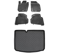 MOTOS Jeu de tapis de sol en caoutchouc et de tapis de coffre en plastique PE pour Skoda Fabia III 2014-2021 Améliorez votre confort de voyage avec le tapis antidérapant pour voiture - tapis de sol po