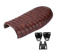 Motos Sièges, Moto PU cuir Vintage Cafe Racer Seat selle plate pour CG125 GN CG CB400SS (marron)