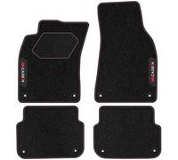 MOTOS Tapis voiture personnalisés en velours Carbon Series destiné à Audi A6 C6 2004-2011 38cm de distance entre les points centraux des fixations - Premium, Carbon, Rouge Rafraîchissez le look de vot