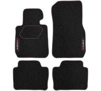 MOTOS Tapis Voiture personnalisés en Velours Carbon Series destiné à BMW Serie 4 F32 2013-2020 4 Fixations Velcro - Premium, Carbon, Rouge Rafraîchissez Le Look de Votre Voiture avec des Tapis de Sol