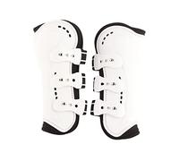 MOTOULAX Bottes de tendon de cheval ouvertes réglables et respirantes pour sauter, à monter avec la boucle du bouton de fixation, conçues, trous respirants, fabriqués en PU et jambe de