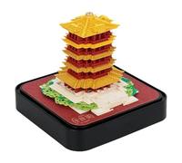 MOTOULAX Calendrier 3D 2024 Bloc-notes chinois jaune en forme de tour de grue sculptée sur papier, sculpture à faire soi-même, bloc-notes d'art 3D pour la maison, le bureau, cadeau de Nouvel An