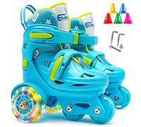 MOTOULAX Enfants Patineur pour enfants Chaussures de roulement à 3 points pour filles avec freins doubles de taille réglable, roues lumineuses (M)