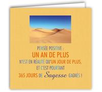 MOTS-005 Carte ANNIVERSAIRE Un An de Plus de Sagesse avec Enveloppe Carré Format 15x15cm - Citation Illustrée Photo d Art Collection Mots en image - Création édition fabrication française