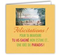 MOTS-009 Carte FÉLICITATIONS Humoristique Bravoure Peinture du Paradis Avec Enveloppe Carré Format 15x15cm - Citation Illustrée Photo d Art Collection Mots en image -édition française