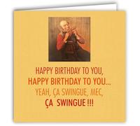 MOTS-010 Carte ANNIVERSAIRE Happy BIRTHDAY to you Humoristique Musique Danse Swingue Avec Enveloppe Carré Format 15x15cm - Citation Illustrée Photo d Art Collection Mots en image
