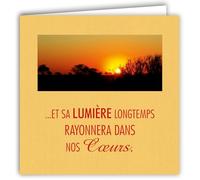 MOTS-013 Carte Condoléances Deuil Sa Lumière longtemps rayonnera dans nos Cœur Avec Enveloppe Carré Format 15x15cm - Citation Illustrée Photo d Art Collection Mots en image édition française