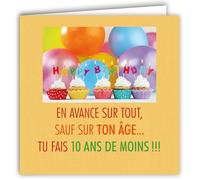 MOTS-016 Carte ANNIVERSAIRE Humoristique Gâteaux Cupcakes Tu fais jeune - Avec Enveloppe Carré Format 15x15cm - Citation Illustrée Photo d Art Collection Mots en image édition française