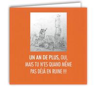 MOTS-026 Carte ANNIVERSAIRE Un An de Plus Humoristique Pas en ruine Dessin Avec Enveloppe Carré Format 15x15cm Citation Illustrée Photo d Art Collection Mots en image édition française