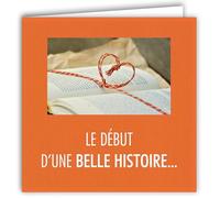 MOTS-029 Carte Cœur Livre Le début d'une belle histoire d'Amour Amitié ou Couple - Avec Enveloppe Carré Format 15x15cm Citation Illustrée Photo d Art Collection Mots en image édition française