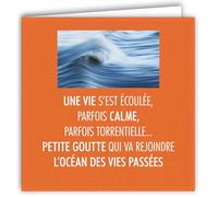 MOTS-030 Carte Condoléances Deuil Goutte d Eau Océan des Vies Passées écoulées - Avec Enveloppe Carré Format 15x15cm - Citation Illustrée Photo d Art Collection Mots en image édition française