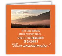 MOTS-034 Carte ANNIVERSAIRE Homme âges 20 30 40 50 60 70 80 90 100 110 ans Avec Enveloppe Carré Format 15x15cm - Citation Illustrée Photo d Art Collection Mots en image édition française