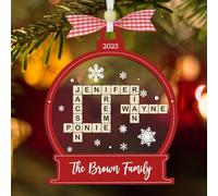 Mots croisés personnalisés de luxe - Décoration de Noël à 2 couches - Décoration de Noël avec motif de lettres de Scrabble