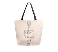 Mots drôles inspirants avec crème glacée toile fourre-tout sac de transport sac à bandoulière pour faire du shopping voyage réutilisables