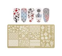 Mots Fleur Papillon Ongles Plaque Timbres Acier Inoxydable Modèle Accessoire Pour Salon Professionnel Maison Manucure Art Fleurs Papillon Tampon à Ongles