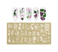 Mots Fleur Papillon Ongles Plaque Timbres Acier Inoxydable Modèle Accessoire Pour Salon Professionnel Maison Manucure Art Fleurs Papillon Tampon à Ongles