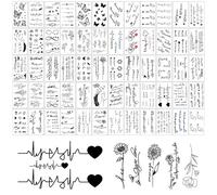 Mots Inspirants Autocollants De Tatouage Réaliste Petits Motifs Autocollants De Tatouage Temporaire Fleurs Papillons Citations Inspirantes Mots Faux Tatouages Noirs Pour Femme Homme