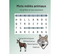 Mots Mêlés animaux: Les Secrets de la Faune | Découvrez leur description | leur Habitat | leur Cri | 40 grilles et les Solutions à la fin | Cadeau Idéal sur le Thème des Animaux