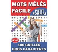 Mots Mêlés Facile: 1000 Mots Gros Caractères avec Solutions - Niveau Facile Volume N°03 | 100 Grilles 1 Grille par page Petit Format | Idée cadeau pour noël, Anniversaire