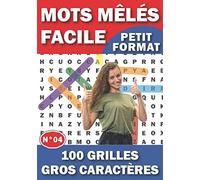 Mots Mêlés Facile: Adultes Gros Caractères avec Solutions | 1000 Mots Cachés Niveau Facile Volume N°04 | 100 Grilles 1 Grille par page Petit Format | Idée cadeau pour noël, Anniversaire