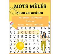 Mots Mêlés - GROS CARACTERES - 100 grilles - 2000 mots 3 niveaux: Jeu de mots mêles adultes GROS CARACTERES - 100 grilles soit 2000 mots avec ... cachés - Quizz - Jeu pour la plage ou l'avion