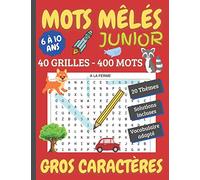 Mots Mêlés Junior: Carnet de Mots Cachés | Grand format 21.6 x 27.9cm - 55 pages | 40 grilles & 400 mots | Cadeau idéal pour les jeunes enfants pendant les vacances et les temps libres