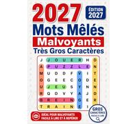 Mots Mêlés Malvoyants Très Gros Caractères: 80 Grandes Grilles XXL - Plus de 2 000 Mots Cachés - Solutions Incluses - Pour Adultes, Seniors et Personnes Âgées